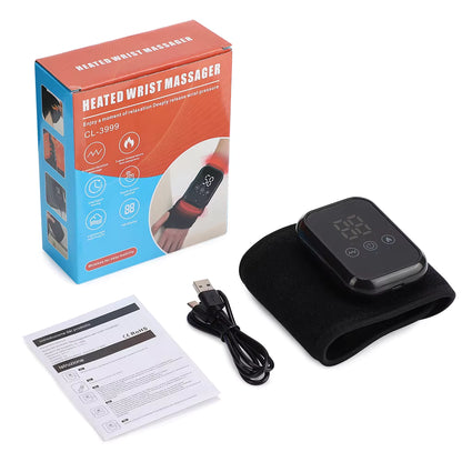 Electric Thermal Wrist Massager Wrap with Heated Vibration & 3-Stage Temperature Control