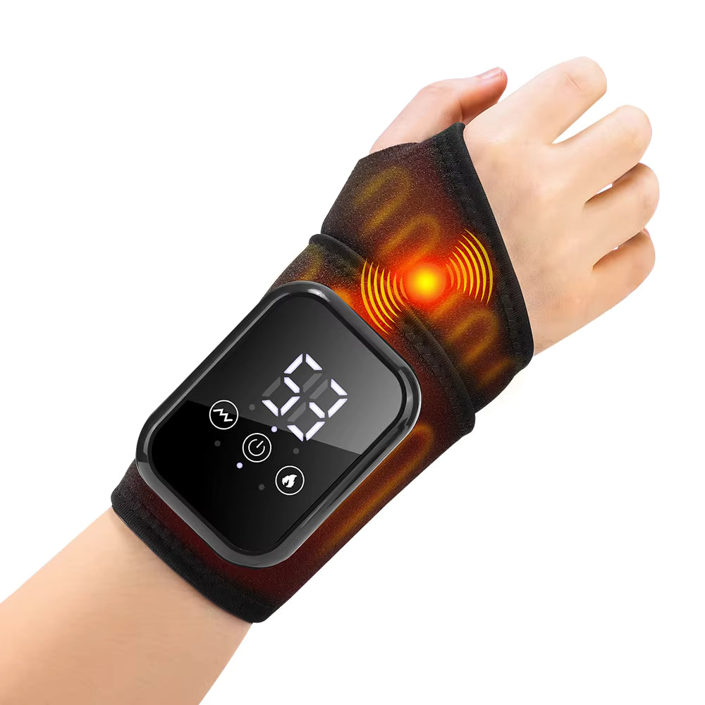Electric Thermal Wrist Massager Wrap with Heated Vibration & 3-Stage Temperature Control