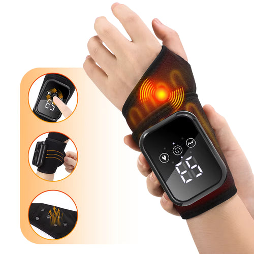 Electric Thermal Wrist Massager Wrap with Heated Vibration & 3-Stage Temperature Control