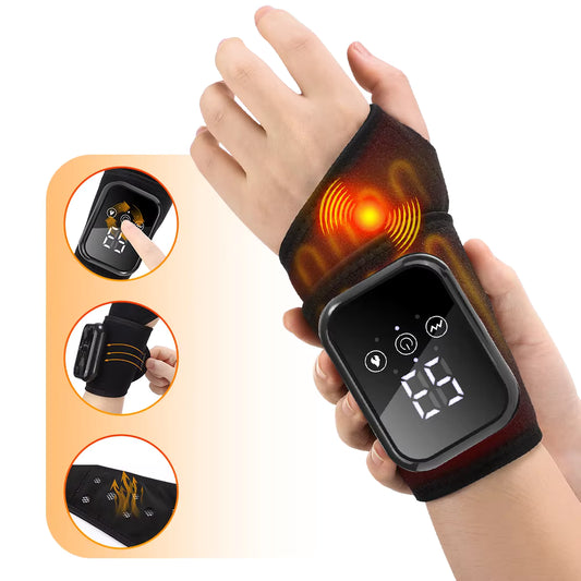 Electric Thermal Wrist Massager Wrap with Heated Vibration & 3-Stage Temperature Control